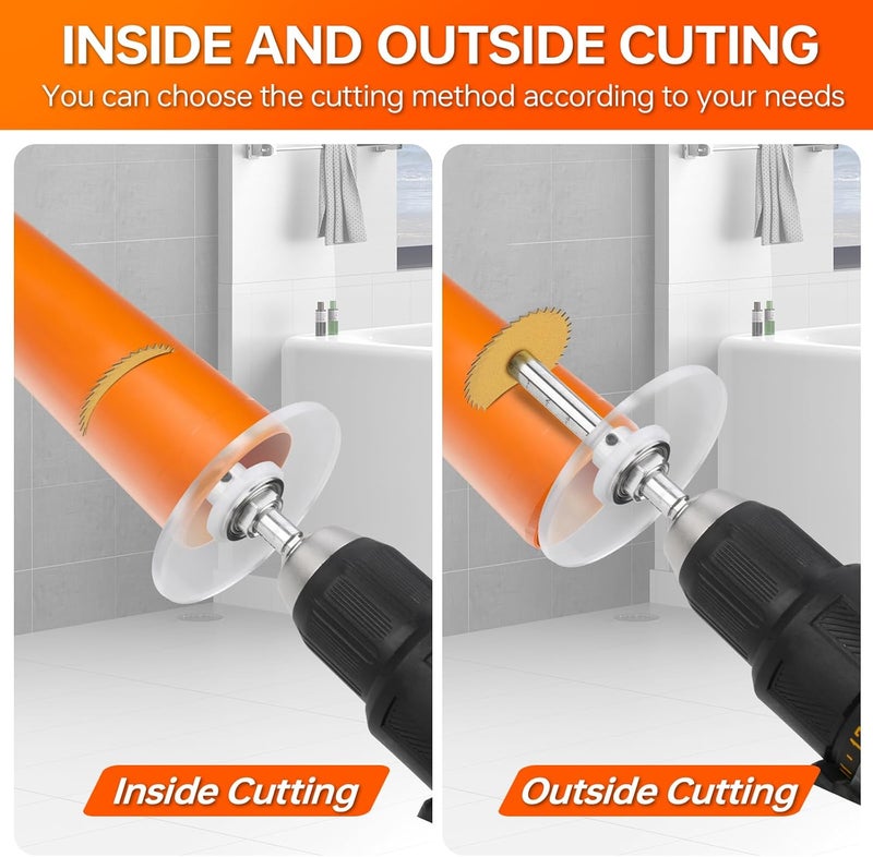 THINKWORK Inside Pipe Cutter for PVC Pipe, Cutter Tool Set with Scale Adjustable Depth Gauge, 5PCS Saw Blades and Hex Shank, Internal Plastic ABS Pipe Cutter Set - Image 4